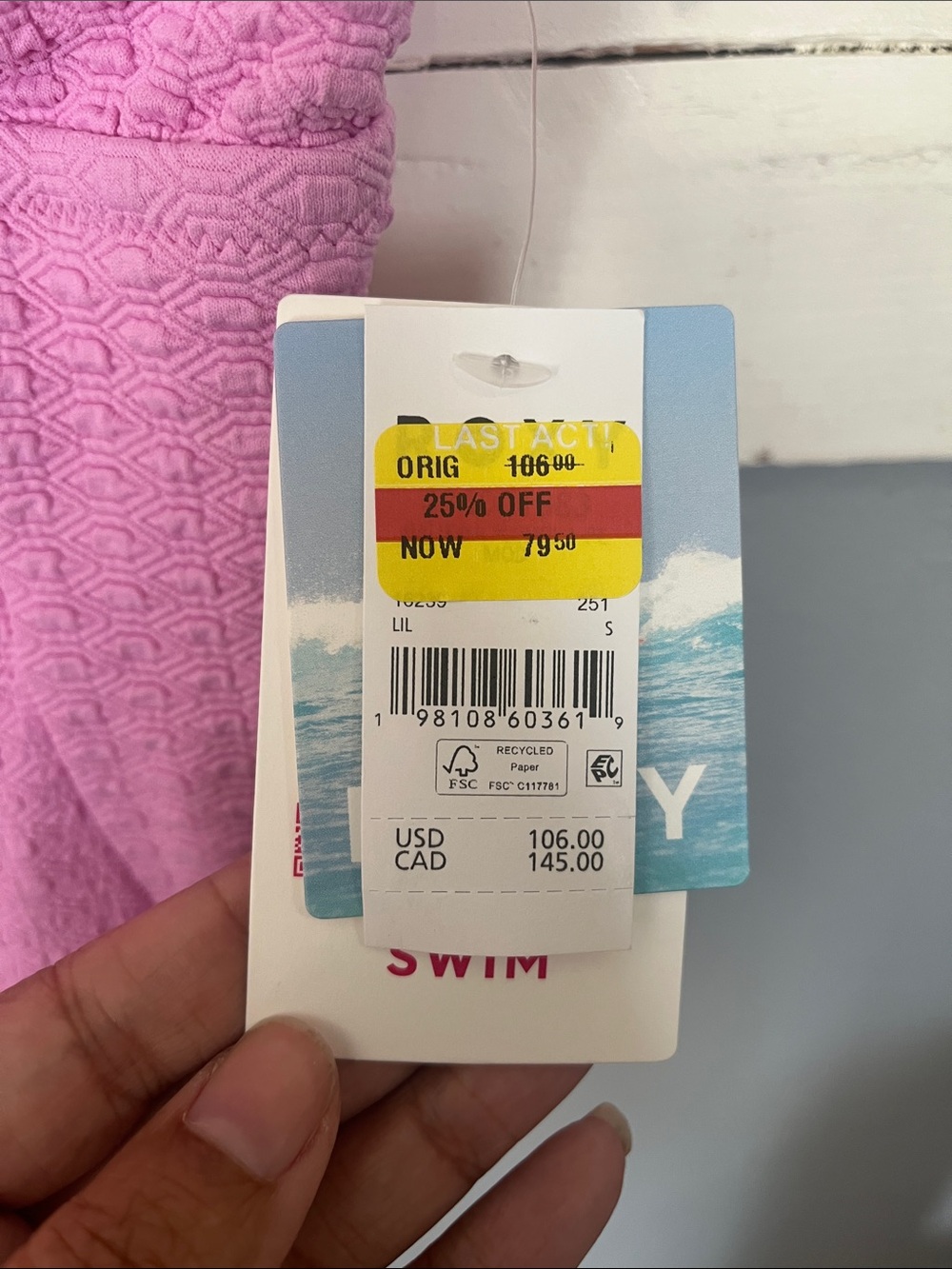 Roxy Pink Textured Keyhole One-Piece Swimsuit - Picture 3 of 5